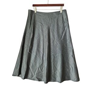 ST JOHN Women's Gray Wool Silk A-Line‎ Skirt Classic Midi Size 12 YJ01